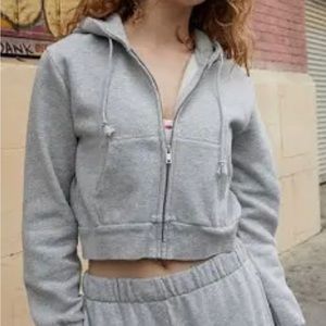 Brandy Melville cropped grey zip up